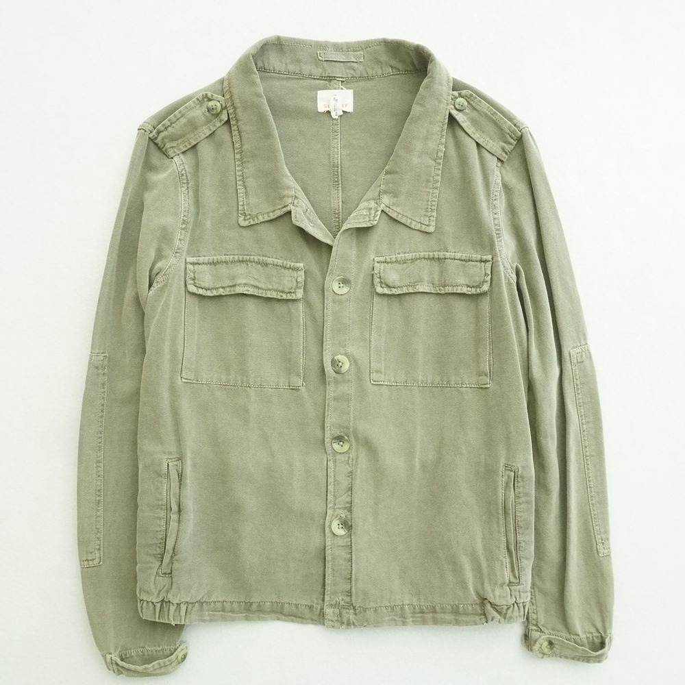 Sundry Womens Military Utility Cargo Jacket Size 2 Green Cotton Blend Button Up